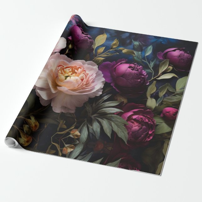 Papel De Presente Pintura floral elegante (Desenrolado)