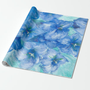 Papel De Presente Pintura Gentiana Azul