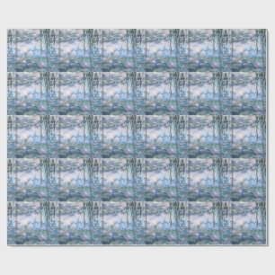 Papel De Presente Pintura Impressionista de Lírios de Água de Claude