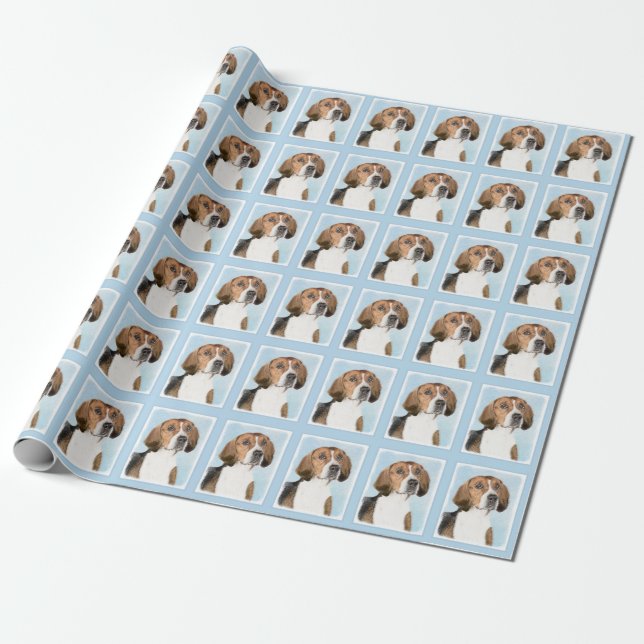 Papel De Presente Pintura Inglesa em Foxhound - Arte Cachorro Origin (Desenrolado)