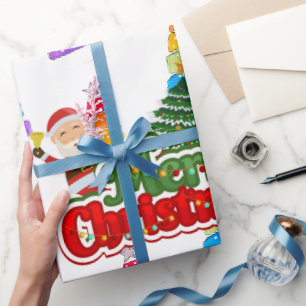 Papel De Presente Pintura Moderna Árvore de Natal Colorida