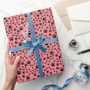 Papel De Presente Pintura preta em rosa morango