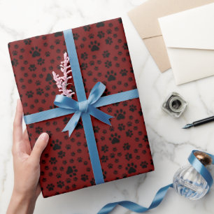 Papel De Presente Pintura preta impressa em vermelho escuro