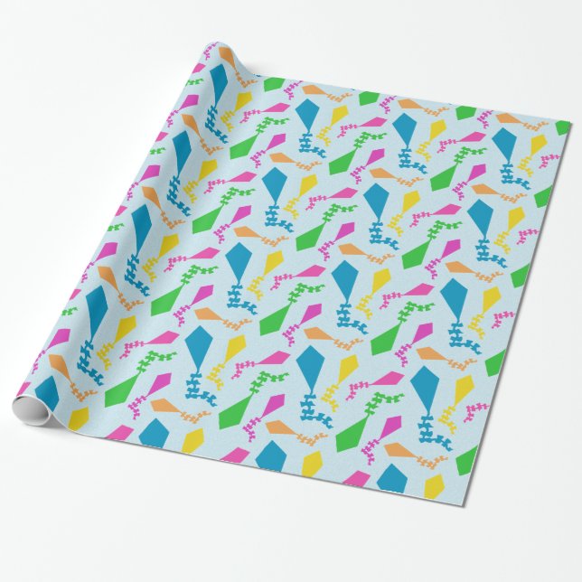 Papel De Presente Pipas Coloridas Voando no Céu (Desenrolado)