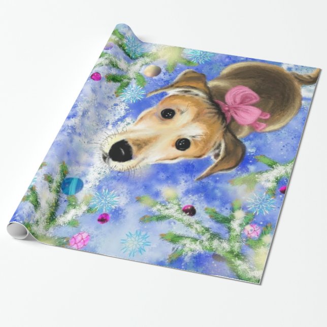 Papel De Presente Pipoca com Fita Rosa - Feliz Natal - (Desenrolado)