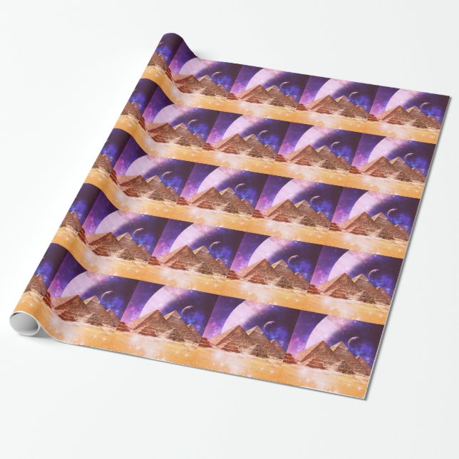 Papel De Presente Pirâmides Espaciais (Desenrolado)