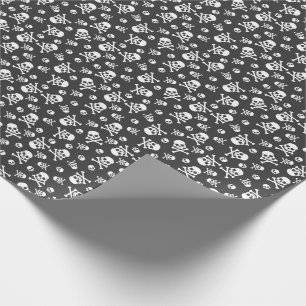 Papel De Presente Pirata Branca de Crânio e Ossos