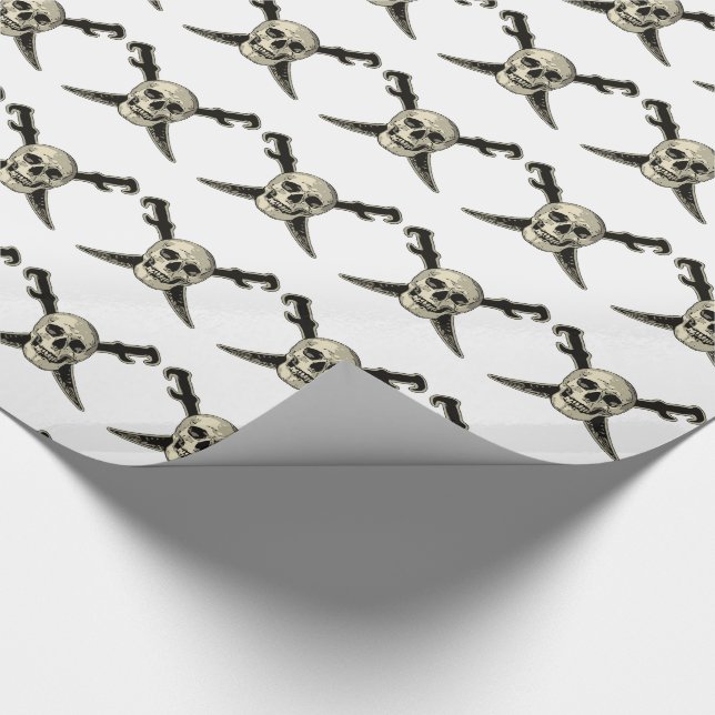 Papel De Presente Pirata (crânio) - Papel brilhante para enrolamento (Ponta)