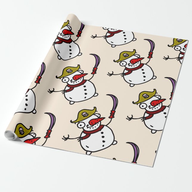 Papel De Presente pirata de neve feliz Natal (Desenrolado)