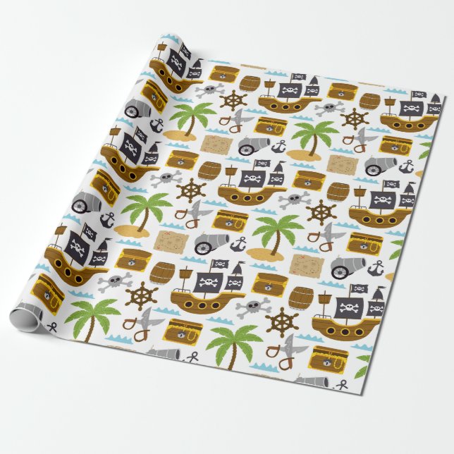 Papel De Presente Pirata Infantil  (Desenrolado)