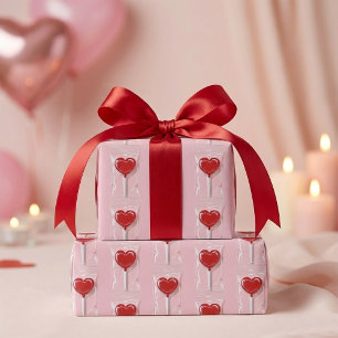 Papel De Presente Pirulito Coração Vermelho – Ilustração de Doce de