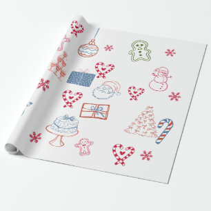 Papel De Presente Pirulito de Natal e Biscoito de Gengibre Caprichos