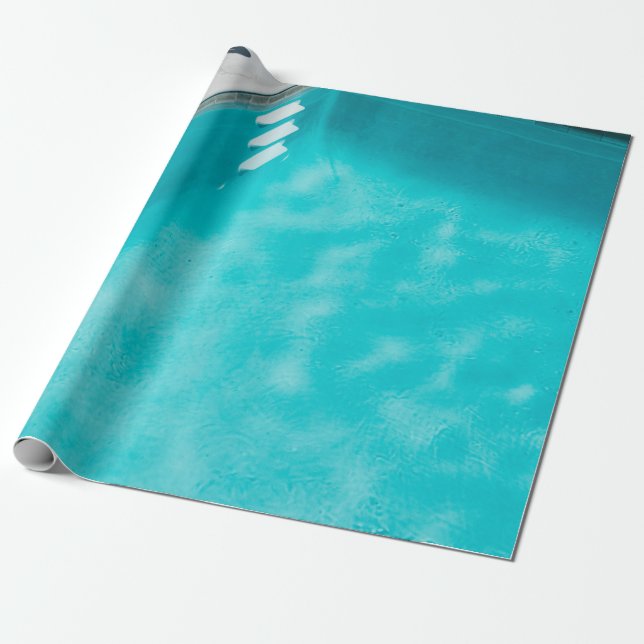 Papel De Presente Piscina de natação azul (Desenrolado)