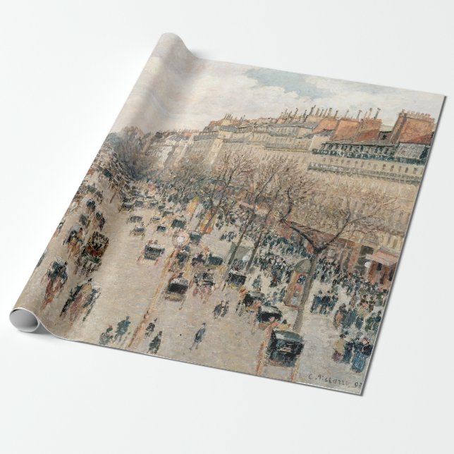 Papel De Presente Pissarro - Boulevard Montmartre, Sol da Tarde (Desenrolado)