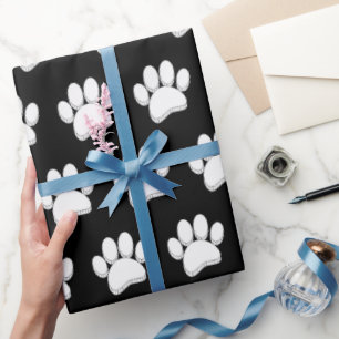 Papel De Presente Pista de Cachorro Branco Imprimir Personalizado à