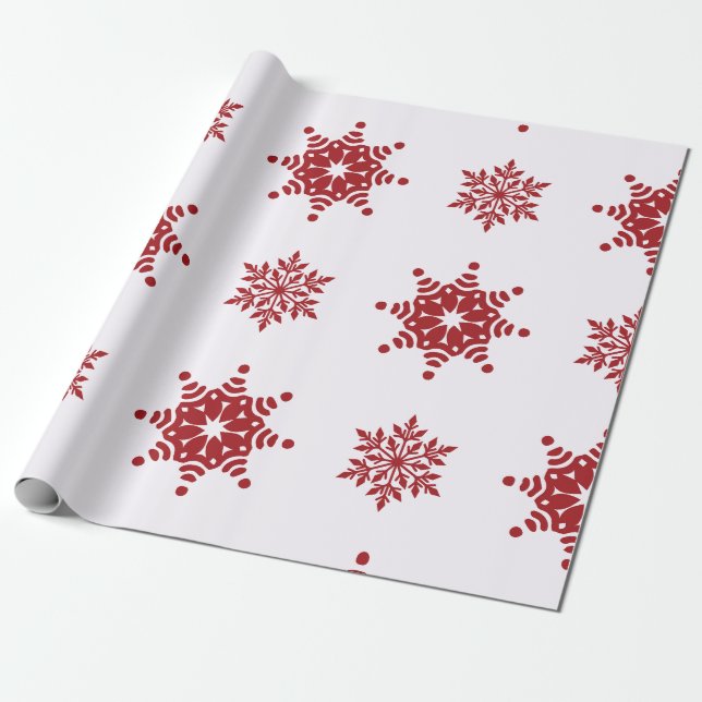 Papel De Presente Pista de Natal Floco de Neve Vermelho, Verde e Bra (Desenrolado)