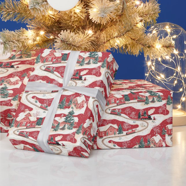 Papel De Presente Pista festiva de trem de Natal (Feriados)