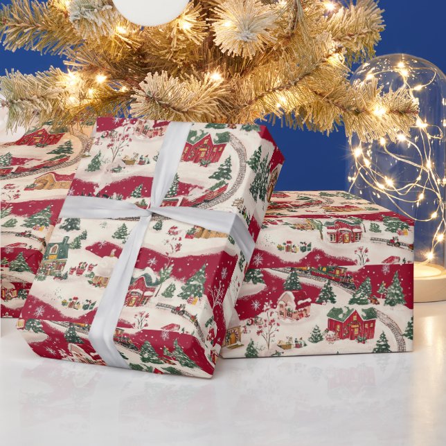 Papel De Presente Pista festiva de trem de Natal (Feriados)