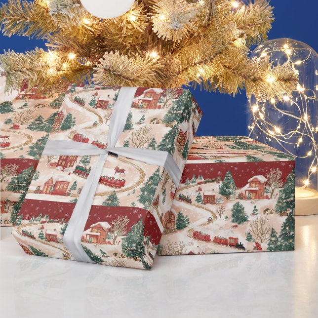 Papel De Presente Pista festiva de trem de Natal (Feriados)