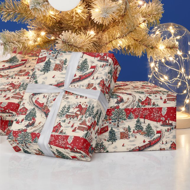 Papel De Presente Pista festiva de trem de Natal (Feriados)