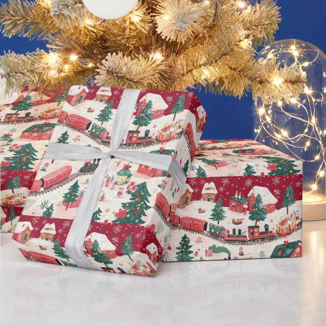 Papel De Presente Pista festiva de trem de Natal (Feriados)