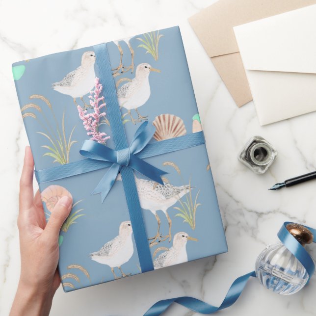 Papel De Presente Pistas De Areia De Natal Na Praia (Presentear)