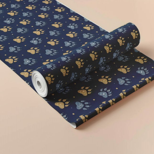 Papel De Presente Pistas De Cachorro De Gliteria Padrão Para Present (Criador carregado)