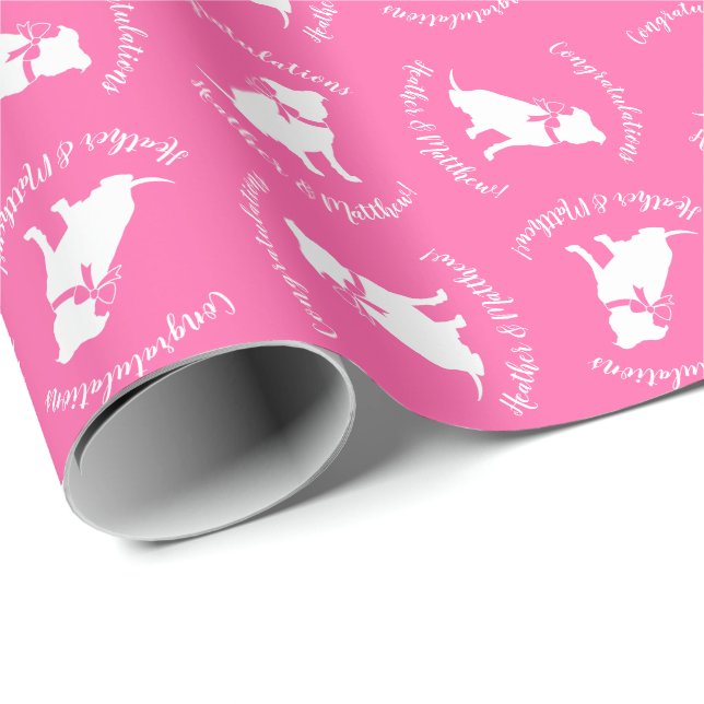 Papel De Presente Pit Bull Dog Chá de fraldas Pink Girl Pitbull (Ponta do rolo)