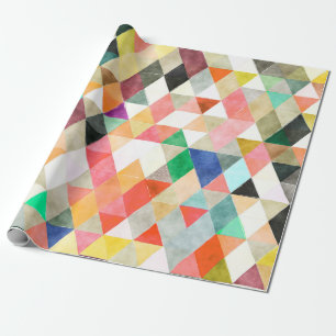 Papel De Presente PixDezines Boho Watercolor Triangles/Geométrico