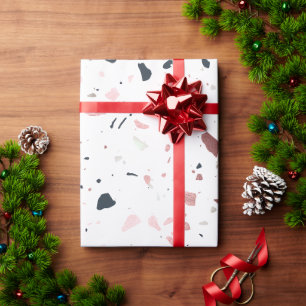 Papel De Presente PixDezines Padrão Terrazzo, Rosa Prata Dourado Nav