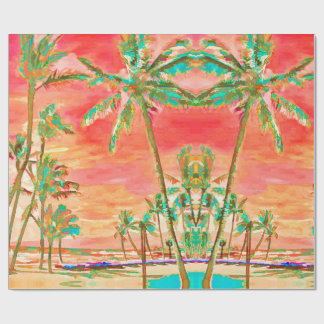 Papel De Presente PixDezines Sunset Hawaiian Beach/Coral/Teal