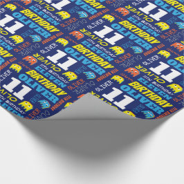Papel De Presente Pixel gaming alienígena aniversário brilhante pers