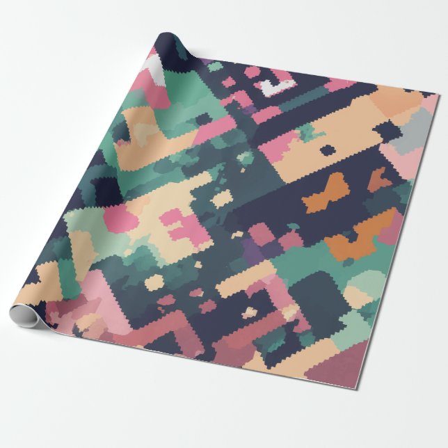 Papel De Presente Pixel geométrico (Desenrolado)
