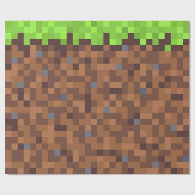 Papel De Presente Pixel grass gamer birthday  (Aberto)