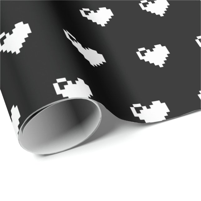 Papel De Presente Pixel Heart 8 bits (Ponta do rolo)