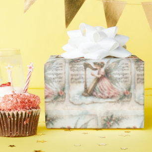 Papel De Presente Pixie Fairy Brincando um Harp