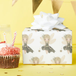 Papel De Presente Pixie Fairy Girl Com Estrelas