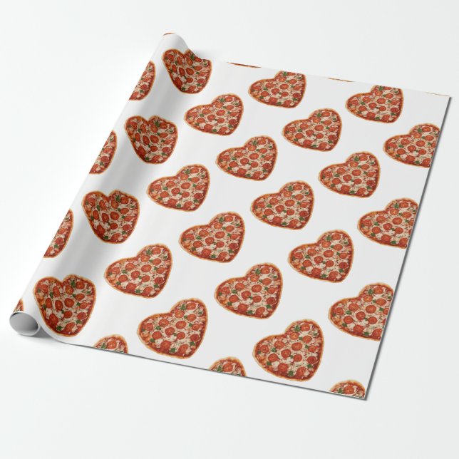 Papel De Presente pizza em forma de coração (Desenrolado)