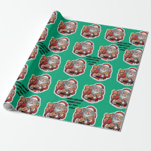Papel De Presente Pizza engraçada WRAP de Natal editável
