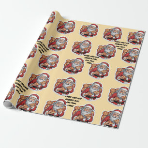 Papel De Presente Pizza engraçada WRAP de Natal editável