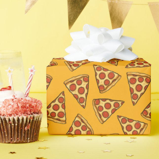 Papel De Presente Pizza Pepperoni (Festa de aniversário)