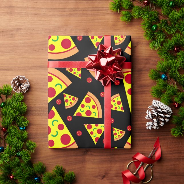 Papel De Presente Pizza Pepperoni Pizza Padrão Aniversário (Presente de Natal)