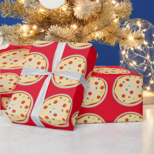 Papel De Presente Pizza Queijosa Padrão de Torta de Carne Pepperoni