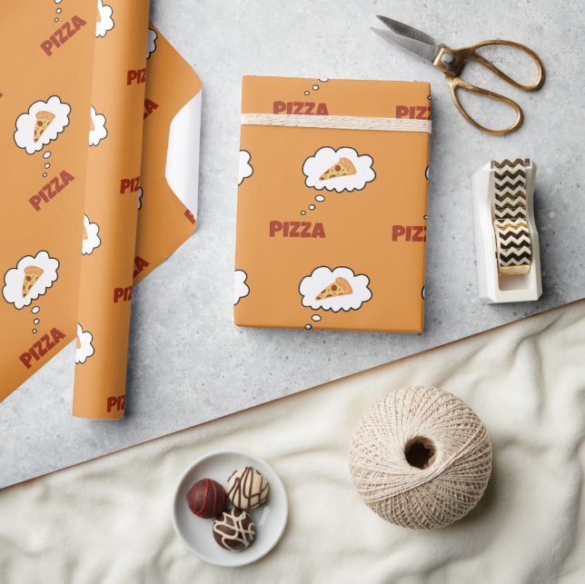 Papel De Presente Pizza Thoughts (Artesanato)