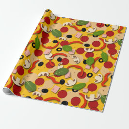 Papel De Presente Pizza Topping Engraçado Cartoon