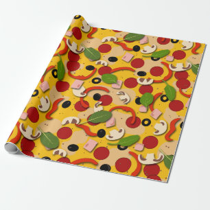 Papel De Presente Pizza Topping Engraçado Cartoon