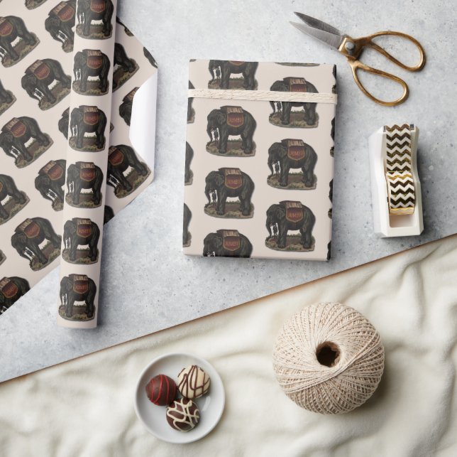 Papel De Presente Placa Retroativa de Elefante de Circo Grande Vinta (Artesanato)