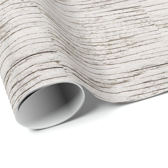 Papel De Presente Placas De Madeira Branca Com Tempo (Ponta do rolo)