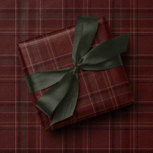 Papel De Presente Plaid clássico de Natal estiloso em marrom