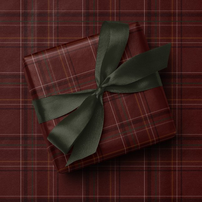 Papel De Presente Plaid clássico de Natal estiloso em marrom (Criador carregado)